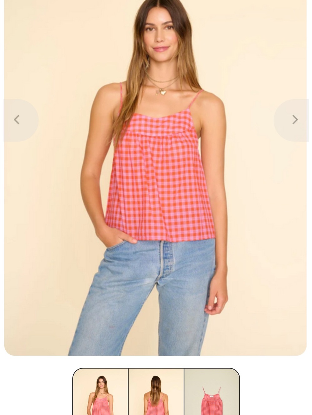 Xirena Mari check top in pink and orange